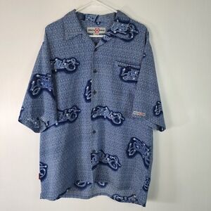 Southpole Shirt Mens Large Blue White‎ Short Sleeve Casual 100% Polyester Pocket